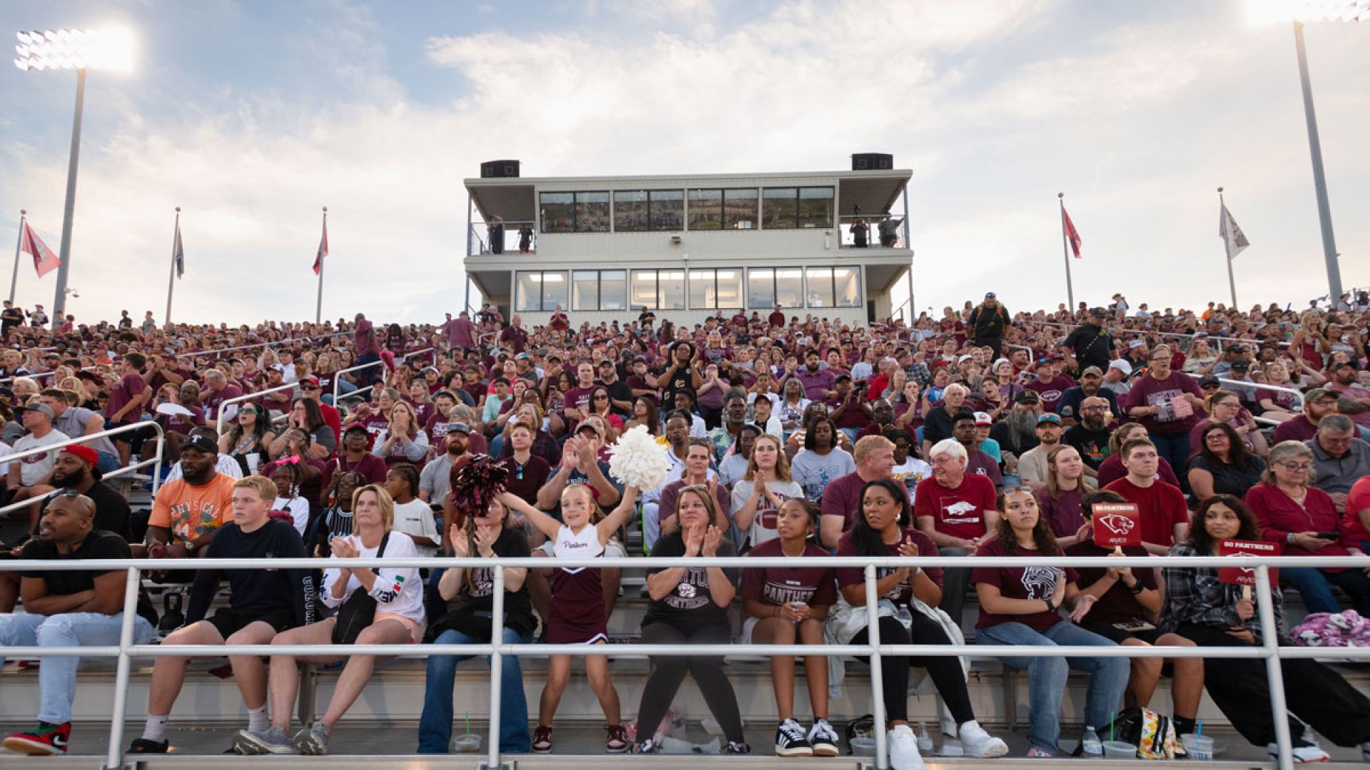 crowd inside benton high school football stadium during 2025 salt bowl